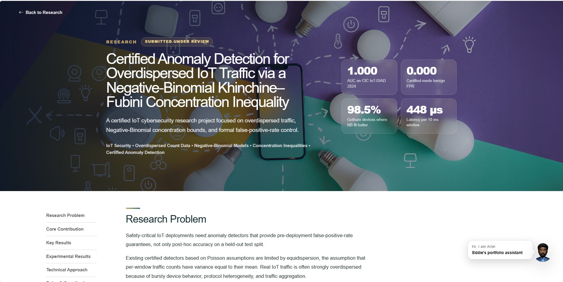 Ariel assistant widget on a research detail page