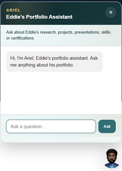 Ariel assistant widget open with a sample conversation